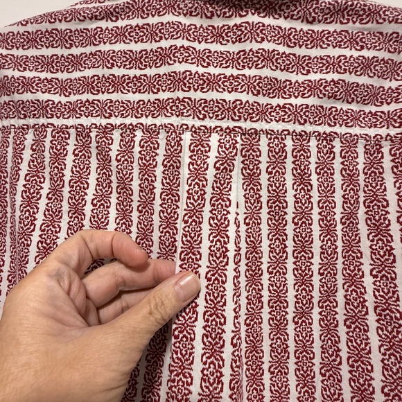 Goodfellow & Co Red Hawaiian Inspired Stripe Poplin Short Sleeve Button Up Shirt - Picture 6 of 10